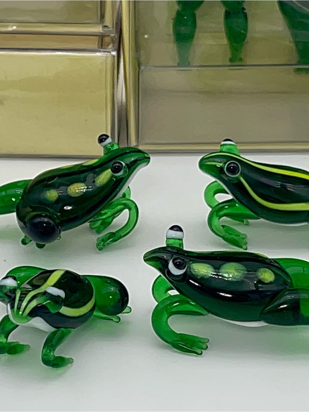 vintage green glass frog drink charms, by Pier 1 Imports - two packages